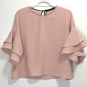 NWOT Zara Ruffle Sleeve Blouse